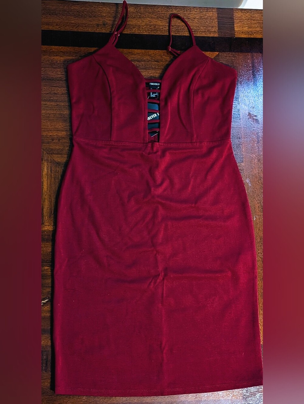 NWT Forever 21 Maroon Strappy Bodycon Cocktail Dress w/ Cage Cutout  Size Large